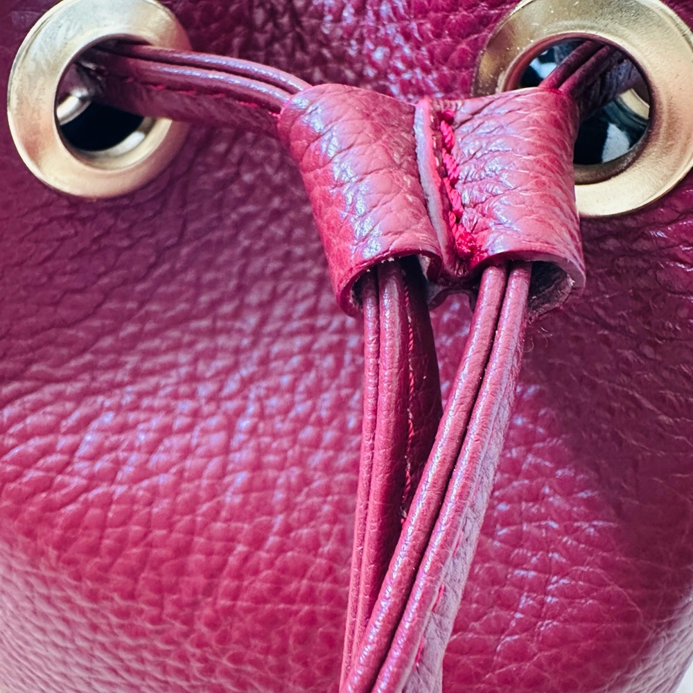 NWT Handmade Anna Paola Italy Leather Bucket Purse – Ruby Burgundy - Picture 14 of 15